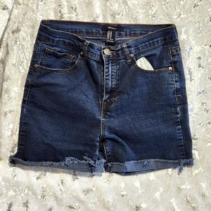 Forever 21- Women's(28) Dark Blue Distressed Jean Shorts